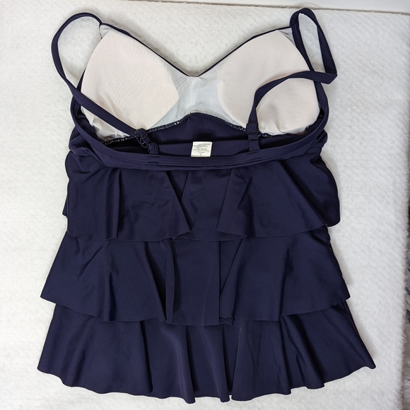 Modbod Tankini Women's Sz L Navy Blue Layered Padding Adjustable Straps Slimming - Picture 4 of 9